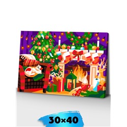 Картина по номерам "Новогодний интерьер" 30х40