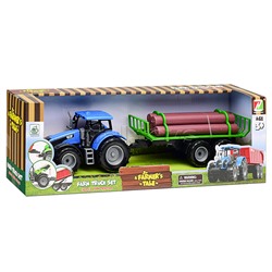 Трактор "Лесовоз" цвет синий, в коробке