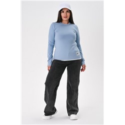 Лонгслив лонг_и (Бело-голубой)