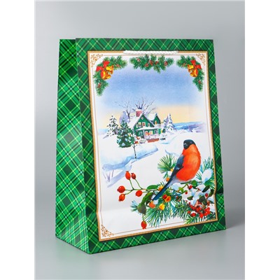 Пакет подарочный новогодний ламинированный «У Ёлочки », 26×32×12 см