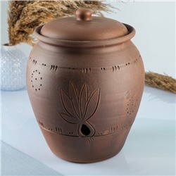 Банка для хранения чеснока Кунгурская керамика «С прорезью», 5 л, с отверстиями для вентиляции, молочение, коричневая