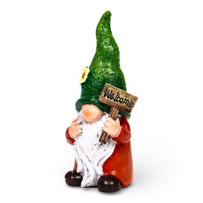 Садовая фигура из полистоуна «Гном Welcome», 10×10×27 см