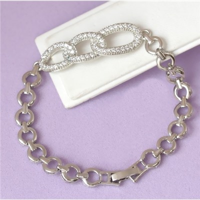 Браслет родий  H01-14291 длина 18 см.