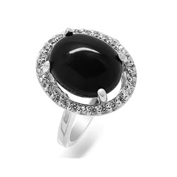 Кольцо из серебра агат, км007ч
