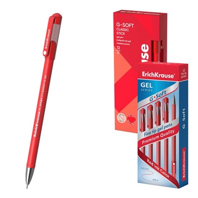 Ручка гелевая G-SOFT 0.38 мм красная 39432 ErichKrause