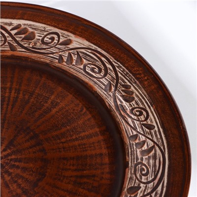 Тарелка «Ангоб‎‎», d=25 см, красная глина