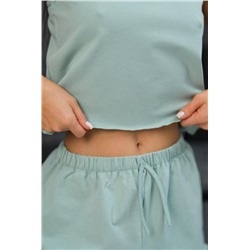 Пижама женская топ и шорты ПЖЛ-01 (Зеленая-мята)