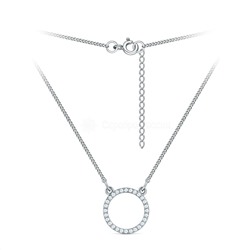 Колье из серебра с фианитами родированное 925 пробы пк-014р200