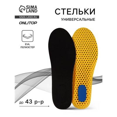 Стельки для обуви, универсальные, р-р RU до 43 (р-р Пр-ля до 46), 27.5 см, пара, чёрные