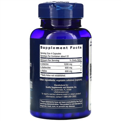 Life Extension, аминокислоты с разветвленной цепью, 90 капсул