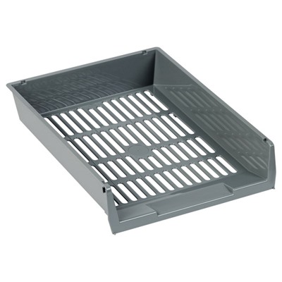 Лоток для бумаг горизонтальный РЕСПЕКТ серый ЛТГ-31161 Стамм