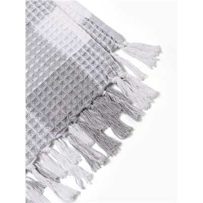 Плед вафельный Этель «Клетка» 150×240 см, светло-серый, хлопок 100%, 350 г