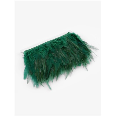 Перья петуха декоративные, на ленте, 10-15 см, 5±0.5 м, тёмно-зелёные