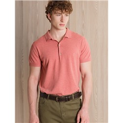 Поло тонкой вязки из хлопка с эффектом меланж