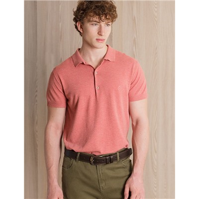Поло тонкой вязки из хлопка с эффектом меланж