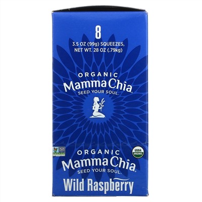 Mamma Chia, Organic Chia Squeeze, Vitality Snack, Wild Raspberry, 8 Squeezes, 3.5 oz  (99 g) Each