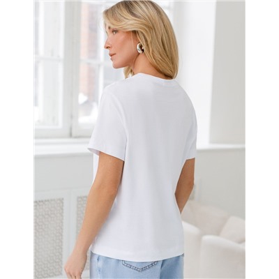 Нарядная футболка с принтом пайетками из премиального хлопка с эластаном