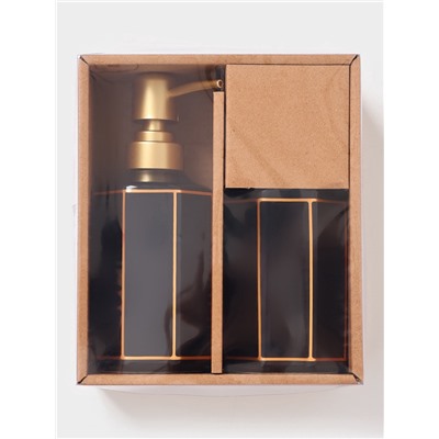 Набор для ванной «Равновесие», 2 предмета, дозатор для мыла, стакан, чёрный