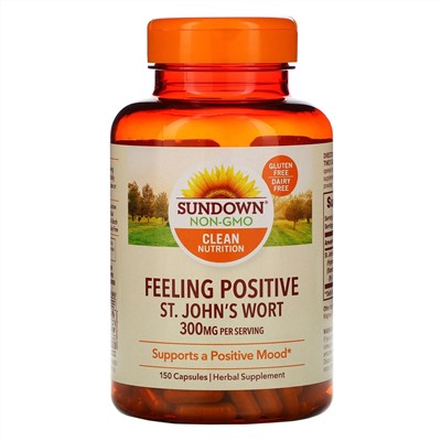 Sundown Naturals, Feeling Positive, зверобой, 300 мг, 150 капсул