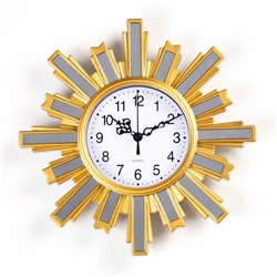 УЦЕНКА Часы настенные интерьерные «Солнце», дискретный ход, 25.5×25.5 см, циферблат d=11 см, золотистые, от батарейки 1×АА