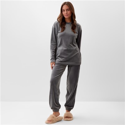 Костюм женский (свитшот, брюки) KAFTAN Plushy, размер 40-42, серый