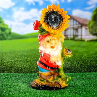 Садовая фигура из гипса «Гном с подсолнухом», 53×18×27 см
