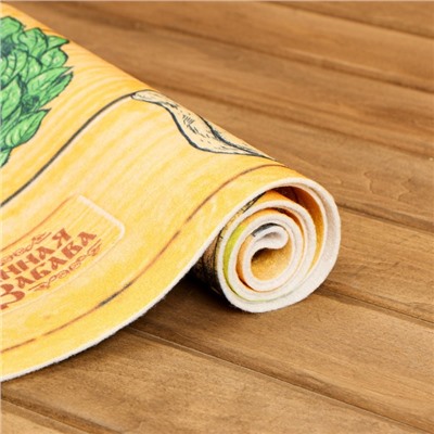 Коврик - лежак для бани и сауны с принтом «Чистое тело — залог здоровья», 150×50 см, полиэфир 70%, шерсть 30%, «Банная забава»