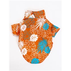 Рубашка для собак «Тропики», размер M, ДС 26, ОГ 34, ОШ 25 см, оранжевая