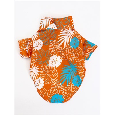 Рубашка для собак «Тропики», размер S, ДС 25, ОГ 35, ОШ 23 см, оранжевая