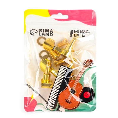 Комплект одиночной колковой механики Music Life, золотистые, 3+3