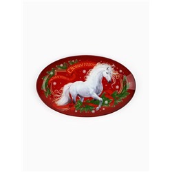 Блюдо новогоднее «С Новым годом», 24.5×15×2 см, стекло