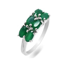 Кольцо из серебра зеленый агат, Даниэлла
