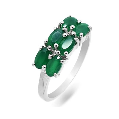 Кольцо из серебра зеленый агат, Даниэлла