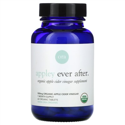 Ora, Appley Ever After, Organic Apple Cider Vinegar Supplement, 500 mg, 60 Organic Tablets