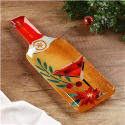 Тарелка стеклянная в форме бутылки «На счастье», 12×35 см