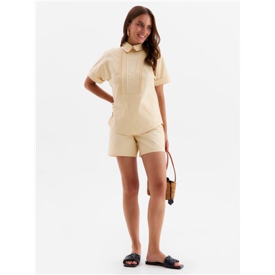 Костюм женский (рубашка, шорты) MINAKU: Enjoy, бежевый, размер 44