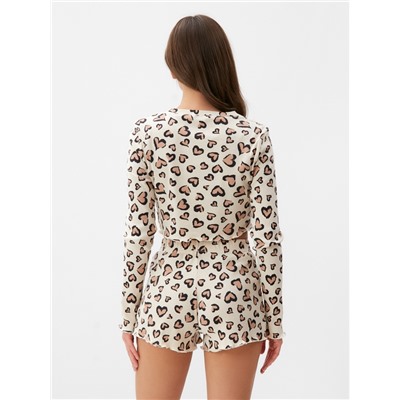 Пижама женская (лонгслив, шорты) KAFTAN Leo love, размер 52-54