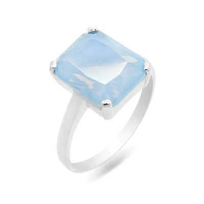 Кольцо из серебра лунный камень голубой, Ю-100М42