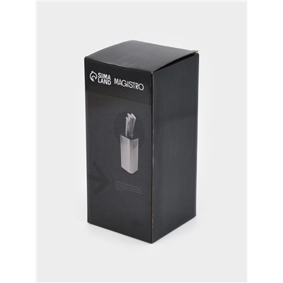 Подставка для ножей и ножниц Magistro «Металлик», 10×10×23 см, серебристая