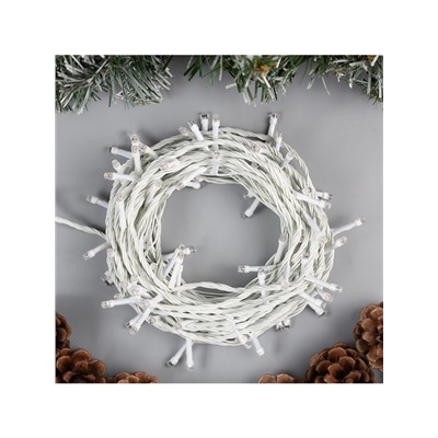 Гирлянда «Нить» 10 м, IP20, белая нить, 100 LED, 8 режимов, 220 В, свечение синее