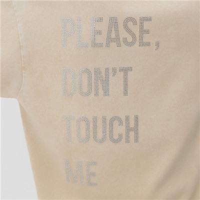 Футболка женская из вареного хлопка Mist Don't touch me, размер 42-44, цвет молочный