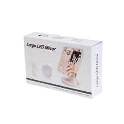 Зеркало KZ-06, подсветка, настольное, 26.5×16×12 см, 16 диодов, сенсорная кнопка, белое