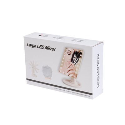 Зеркало KZ-06, подсветка, настольное, 26.5×16×12 см, 16 диодов, сенсорная кнопка, белое