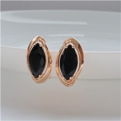 Серьги с крупным камнем ювелирная бижутерия коллекция "Дубай" покрытие: позолота, вставка: фианиты, цвет: черный, арт.314.376