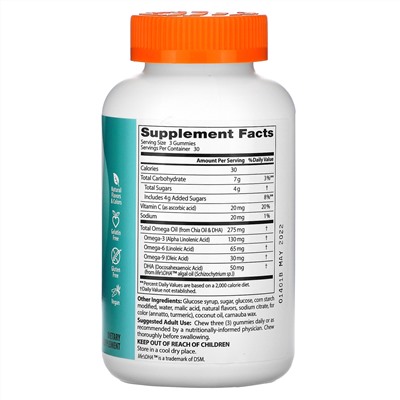 Doctor's Best, омега и ДГК, с омега-3, 6, 9, цитрусовые, 90 жевательных таблеток