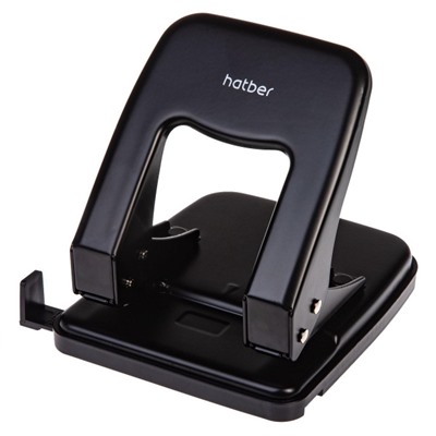 Дырокол на  40 л. металл "Record" черный ,с линейкой 092225 Хатбер