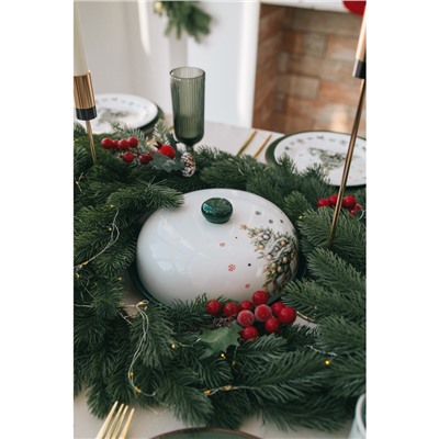 Блинница новогодняя Доляна «Приближение чуда», d=23 см, доломит, белая