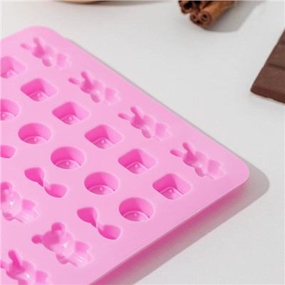 Форма для мармелада «Игрушки», силикон, 20.7×13.7×1 см, 48 ячеек, цвет МИКС