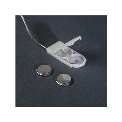 Гирлянда «Нить» 5 м роса, IP20, серебристая нить, 50 LED, батарейки CR2032×2 (в комплекте), свечение фиолетовое