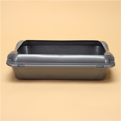 Туалет средний с бортом 36×26×9 см, лоток+борт серебро